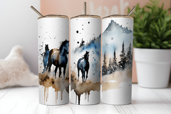 Download Wild Horses 20oz Straight Tumbler Wrap - Straight tumbler wrap Collection