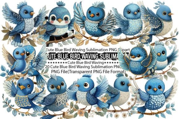 Download Cute Blue Bird Waving Sublimation Bundle - Sublimation Collection