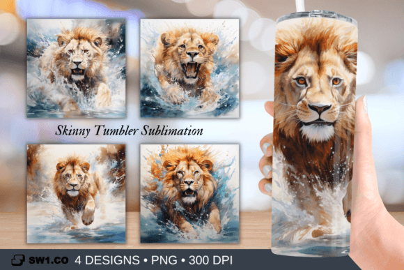 Download Lion Swimming Tumbler Sublimation Wrap - Sublimation Collection
