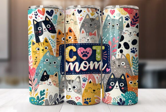Download Cute Cat Mom 20 Oz Tumbler Sublimation - Sublimation Collection
