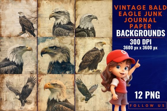 Download Vintage Bald Eagle Junk Journal Paper - Premium Resources