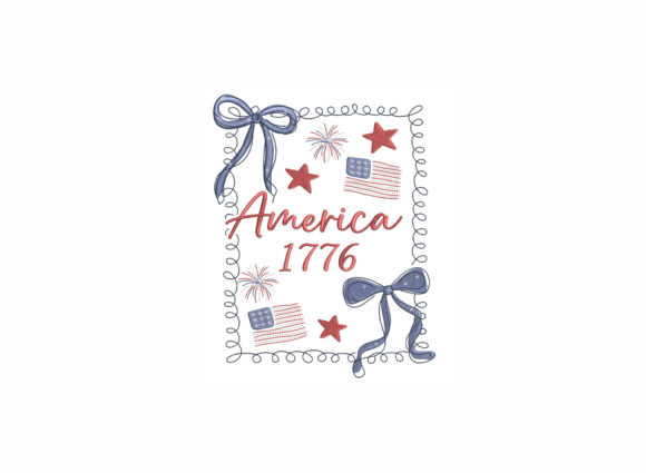 Download America 1776 Coquette Bow Embroidery - Premium Resources