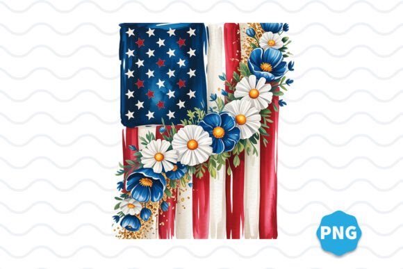 Download Floral American Flag Sublimation Png - Sublimation Collection